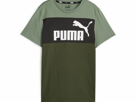 Child s Short Sleeve T-Shirt Puma Ess Block Green Fashion