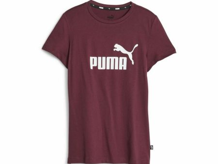 Child s Short Sleeve T-Shirt Puma Ess Logo Maroon For Discount