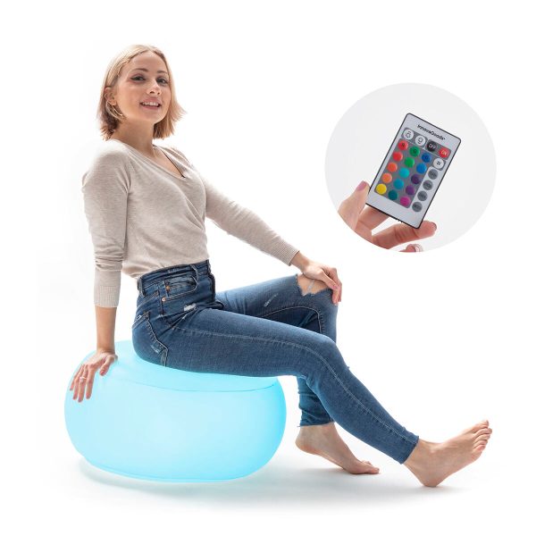 Inflatable Seat with Multicolour LED and Remote Control Pulight InnovaGoods White (Refurbished B) Online now