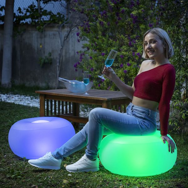 Inflatable Seat with Multicolour LED and Remote Control Pulight InnovaGoods White (Refurbished B) Online now