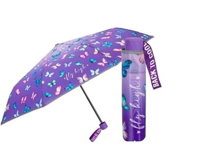 Foldable Umbrella Perletti Purple Ø 91 cm Children s Butterflies Sale