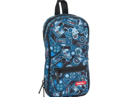 Backpack Pencil Case Safta Welcome Gamers Blue (33 Pieces) Cheap