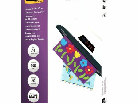 Laminating sleeves Fellowes 100 Units Transparent A4 (100 Units) For Sale