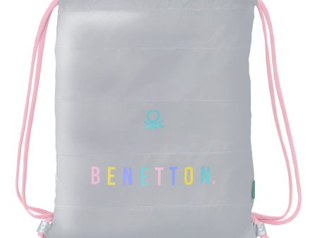 Backpack with Strings Benetton Silver Padded Silver 35 x 40 x 1 cm Supply